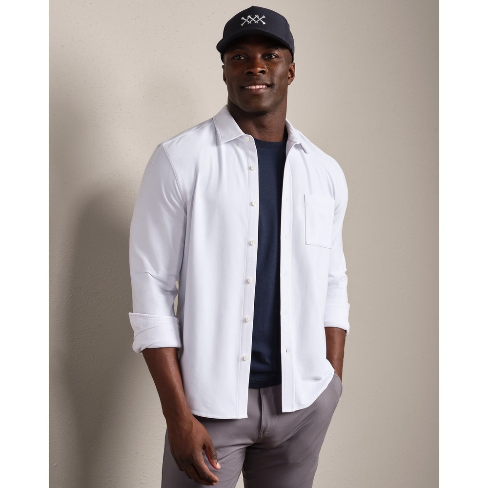 Rhone WFH Shirt Arctic Blue Heather Mens XXL Button Down Moisture Wicking 101622